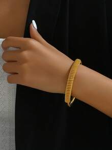 Fashionable New Gold-plated Twist Wire Cuff Open Bangle For Bride Wedding Party - Yellow Gold - View 3