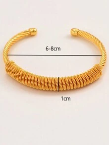 Fashionable New Gold-plated Twist Wire Cuff Open Bangle For Bride Wedding Party - Yellow Gold - View 4