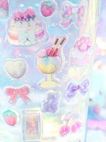 1張隨機可愛的y2k甜點、兔子、天使、蝴蝶結、花、水晶、亮片、果凍貼紙