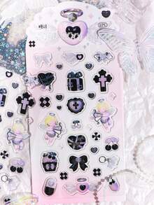 1張隨機可愛的y2k甜點、兔子、天使、蝴蝶結、花、水晶、亮片、果凍貼紙