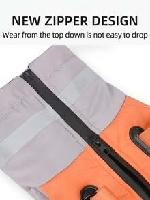 1pc Orange Thickened Warm Pet Jacket With Reflective Strip And Two Legs, Suitable For Medium And Large Dogs In Autumn And Winter - Orange - View 4