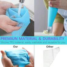 21pcs Cake Decorating Tips Set Including Reusable Silicone Pastry Bag, Stainless Steel Frosting Tips Kit And Coupler, Essential Baking Tools - White - View 7