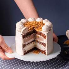 1个4/6/8/10/12英寸可重复使用塑料蛋糕架，适用于蛋糕、甜点托盘，光滑易清洁，生日慕斯金色纸板垫，圆形，家庭烘焙派对装饰厨房工具，超市展示，加厚圆形纸板垫，食品 - 白色 - 查看 4