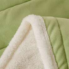A款奶絨b款羊絨雙層加厚毛毯,純色鑲邊雙面絨毛毯,多功能超暖 - 軍綠色 - 查看 3