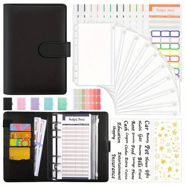 Budget Binder With Zipper Envelopes, Cash Organizer System Expense Budget Sheets & Cash Envelopes For Budgeting For Money Saving,Back To School,School Supplies