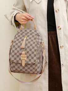 時尚女性大容量旅行背包 - 卡其色 - 查看 3