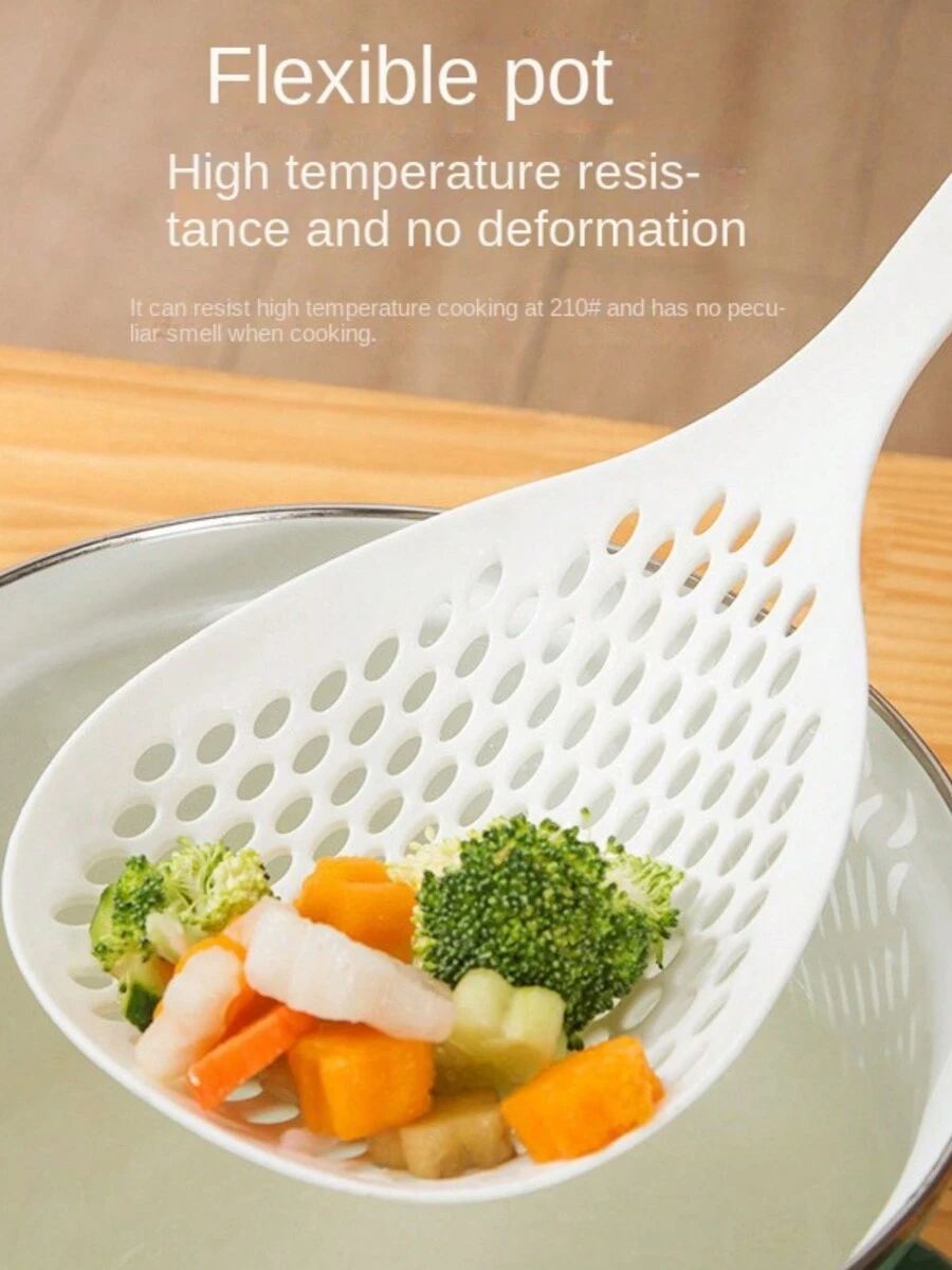 1pc Noodle Strainer Spoon, Large Size - White - View 1