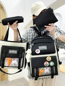 Backpack School And Modern Travel Bag Set 4 Pieces YUQING - Black - View 4