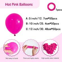 50/132 件熱粉色氣球乳膠氣球不同尺寸 18 12 10 5 英寸派對氣球套件適合情人節生日嬰兒送禮會婚禮公主主題派對裝飾 - 玫紅色 - 查看 3