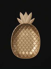 1 件裝金色樹葉裝飾托盤創意菠蘿形零食糖果托盤適用於客廳、餐桌、家居整理和裝飾 - 金色 - 查看 1