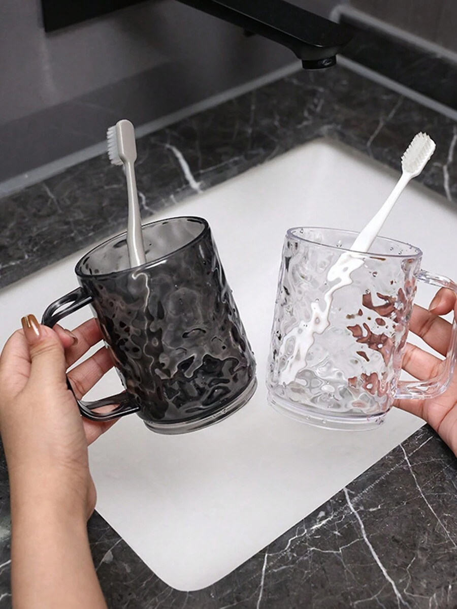 1只冰川紋透明漱口杯牙刷杯輕奢家用洗漱杯,兒童牙膏牙刷杯