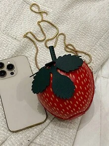 草莓造型斜挎包,時尚鏈帶肩袋,可愛卡通新奇錢包可愛草莓造型袋,時尚鏈帶斜跨包,女士迷你水果設計包,適用於購物,旅行,冬季,節慶禮物