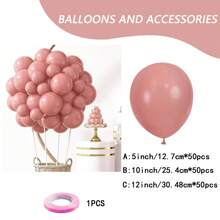 50/132pcs Retro Pink Balloons Latex Balloons Different Sizes 18 12 10 5 Inch Party Balloon Kit For Valentine's Day Birthday Baby Shower Wedding Princess Theme Party Decoration