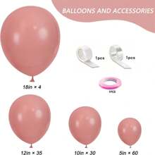 50/132pcs Retro Pink Balloons Latex Balloons Different Sizes 18 12 10 5 Inch Party Balloon Kit For Valentine's Day Birthday Baby Shower Wedding Princess Theme Party Decoration