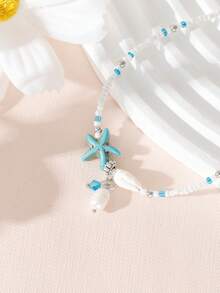 1個時尚風格裝飾彩色珠鏈腳鏈女式沙灘鞋 - 彩色 - 查看 2