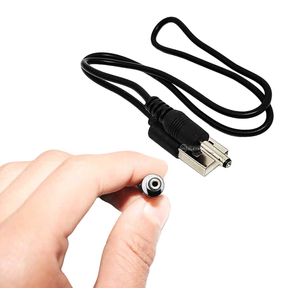 Cabo USB P4 Mini 3,5mm*1,35mm Para Umidificador Gravadores Lanterna Mini Caixa De Som Alta Qualidade P4MINI50CMPR - Preto - Visão 1