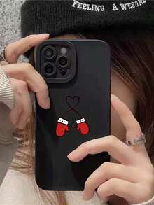 1 funda para teléfono con patrón de guante de Navidad compatible con iPhone - Negro - Ver 1