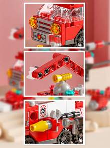 142 piezas Juego de bloques de construcción de partículas pequeñas 6 en 1 con temática de bomberos, policía y tanque para el desarrollo de la inteligencia de los niños y regalos de cumpleaños, decoración de habitaciones, regalos de invierno, bombero