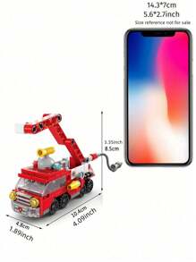 142 piezas Juego de bloques de construcción de partículas pequeñas 6 en 1 con temática de bomberos, policía y tanque para el desarrollo de la inteligencia de los niños y regalos de cumpleaños, decoración de habitaciones, regalos de invierno, bombero