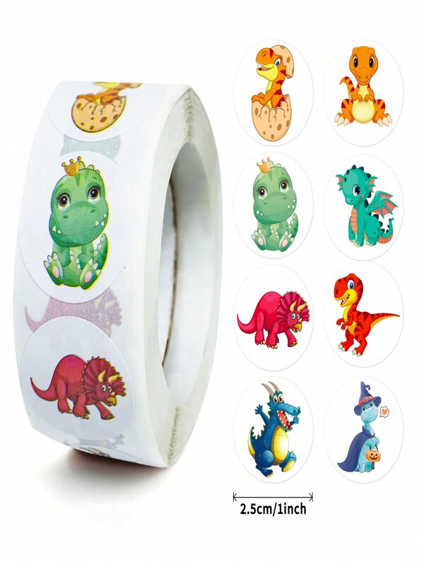 500pcs/Roll Cute Cartoon Dinosaur Series 1 Pp Sticker, Children Cartoon Dinosaur Diary Decoration Sticker Suitable For Decorating Water Bottles, Luggage, Notebooks, Giftswall Stickers For Boys,Dinosaurs Stickers,Girls Notebook