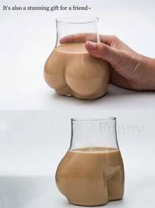 1只創意設計有趣的玻璃杯,透明冰紅茶杯,適用於家庭或作為送禮給朋友的禮物 - 杏色 - 查看 9