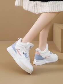 Fashionable Women's Snow Boots, 2023 New Arrivals, Winter, Thicken & Warm, Inner Heightening, Thick Rubber Sole, Versatile, Casual White Sneakers & Sports Shoes For Student - Blue and White - View 7