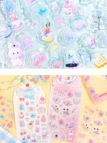 1張隨機可愛的y2k甜點、兔子、天使、蝴蝶結、花、水晶、亮片、果凍貼紙