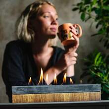 Large Rectangle Tabletop Fire Pit, Portable Concrete Fireplace,Tabletop Fire Pit,Indoor Tabletop Fireplace, Large Fire Pit, Outdoor Fire Pit, Portable Table Top Fire Pit - Black - View 4