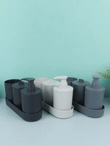 1件小麥色浴室洗漱套裝,含乳液瓶、沖洗杯,適合家庭和飯店使用 - 彩色 - 查看 3