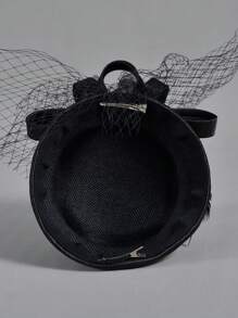 優雅女士頭飾帽,英式復古貴婦黑色婚禮禮服頭飾帽,夜上海頭帶配件,適用於賽馬/派對,新娘婚禮攝影頭飾,新娘帽,雞尾酒帽 - 藏蓝色 - 查看 5