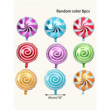 甜美糖果鋁箔氣球,45.72厘米圓彩虹棒氣球組適用於生日、婚禮、嬰兒潮派對裝飾