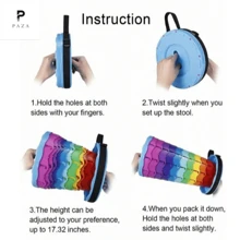 PAZA Portable Retractable Stool Folding Camping Chair Outdoor Furniture Rainbow Telescopic Stool Travel Fishing Seat - 彩色 - 查看 8