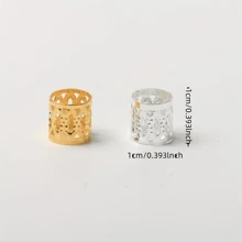 100件金銀色髮圈辮子飾品套裝，包括玫瑰金編織環，大孔空心，針織手套與髮扣，頭帶及髮夾