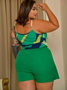Plus Size Shorts - Green - View 3