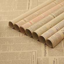 5 Hojas Papel De Envolver Ramo De Flores De Periódico En Inglés - Marrón - Ver 2