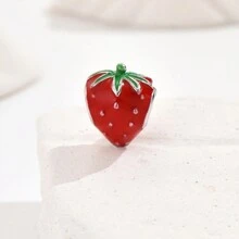 1 Pieza Atractiva Cuentas Rojas Con Diseño De Fresa Para La Fabricación De Brazaletes Y Collares Diy
