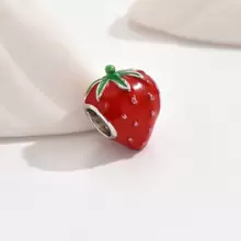 1 Pieza Atractiva Cuentas Rojas Con Diseño De Fresa Para La Fabricación De Brazaletes Y Collares Diy