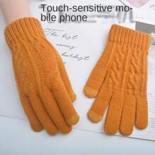 Kaschmir berührungsempfindliche Handschuhe Damen Winter Jacquard süß geteilte Finger Verdickung Thermal gefüttert Studenten Fünf-Finger-Handschuhe