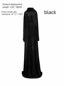 1 件酒紅色法蘭絨浴袍和毛毯,男女均帶袖,電視毯兩用連帽衫運動衫長袍,防靜電寬鬆舒適羊毛睡衣 - 酒紅色 - 查看 11