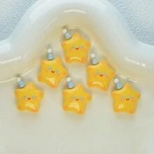 5入組黃色可愛睡眠星形diy髮夾/相框/裝飾,適用於diy手機殼和女性配件