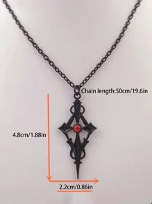 1pc Gothic Style Cross Pendant Necklace In Dark Color, Vintage Black Cross, Vampire Accessories - Black - View 3