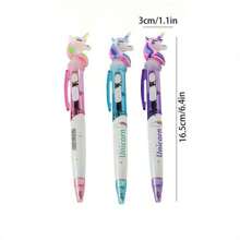 1/3/5 支独角兽荧光笔，创意发光圆珠笔，适用于学生和办公用品 - 彩色 - 查看 3