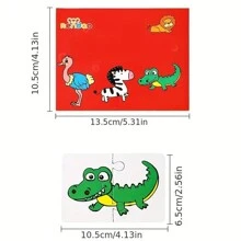 蒙特梭利幼兒益智卡片玩具,兒童拼圖配對遊戲教育玩具,卡通造型認知訓練禮物,聖誕感恩節禮物 - 彩色 - 查看 4