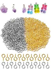 50pcs/100pcs/200pcs Mini Eye Pins For Diy Jewelry Making With Eyelet And Screw Threaded Golden/silver Lobster Clasps, 8x4mm