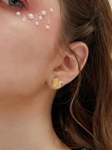 rundraw 2pcs Cute Animal Metal Fashion Squirrel Food Pinecone Stud Earrings For Women Daily Wear - Multicolor - View 3