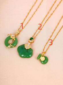 1 件不銹鋼寶石吊墜女士項鍊 - 彩色 - 查看 1