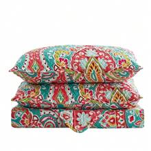 JML 3 Piece Reversible Quilt Set Microfiber Coverlet Bedspread Bed Cover With Pillow Shams Queen King Size Easter Day - Colorful Floral - View 6