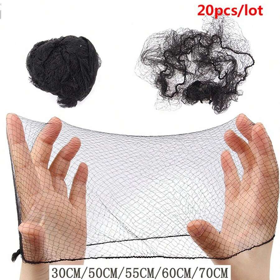 20 cái siêu mịn Độ co giãn Cao Nylon Vô hình Tóc Mũ lưỡi trai Thích hợp Đối với Nhảy múa Của phụ nữ Tóc Ràng buộc - màu đen - Xem 1