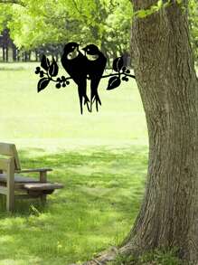 1pc-小鳥剪影藝術花園裝飾插件金屬工藝品庭院戶外花園農家草坪金屬插件