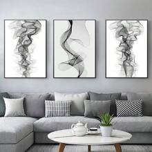 3pcs Abstrakcyjny Czarny & Biały Płynący Sztuka Dom Ściana Plakaty & Nadruki Dla Salon Dom Dekoracje , Zawierający Obraz